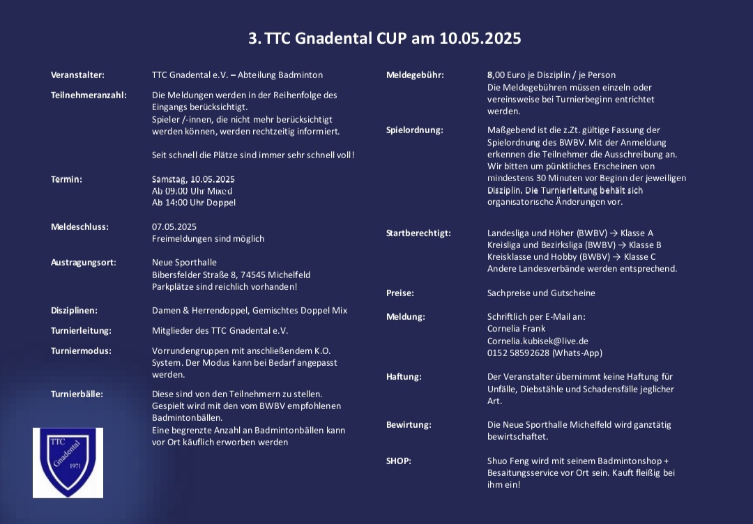 You are currently viewing 3. TTC Gnadental Cup 2025